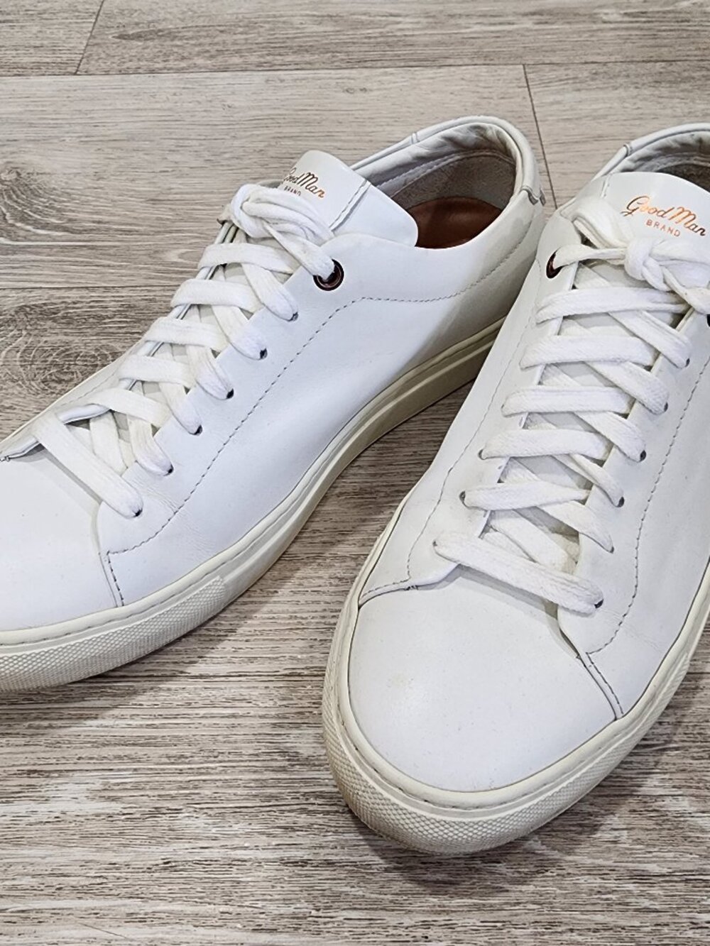 Good Man Brand Edge Leather Low Top Sneakers Men's Size 8.5 Made In Italy